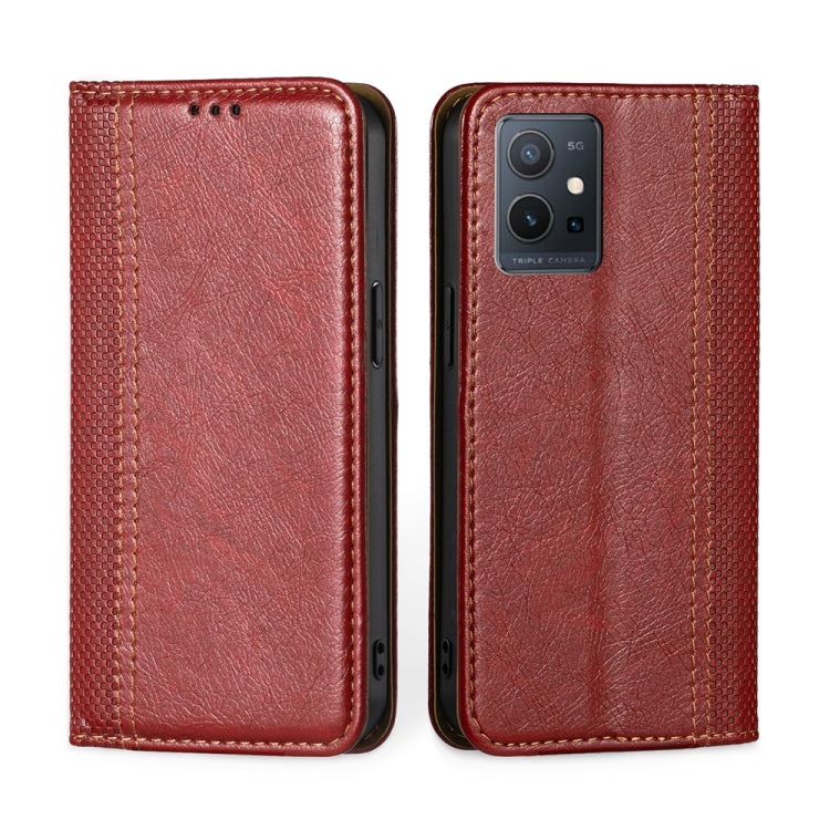 For vivo Y52t Grid Texture Magnetic Flip Leather Phone Case