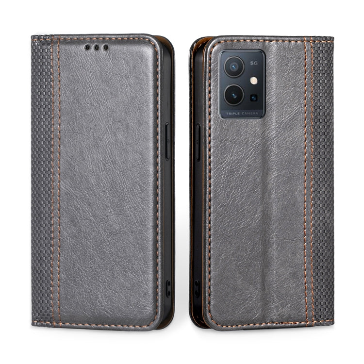 For vivo Y52t Grid Texture Magnetic Flip Leather Phone Case