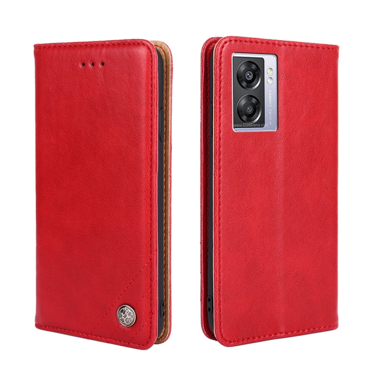 For OPPO K10 5G Global Non-Magnetic Retro Texture Flip Leather Phone Case