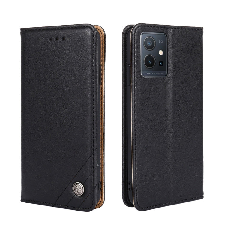 For vivo Y52t Non-Magnetic Retro Texture Flip Leather Phone Case