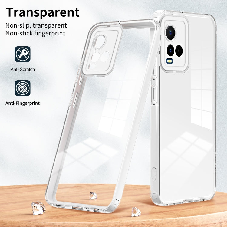 For vivo Y21 / Y33S / Y21S / T1X 4G 3 in 1 Clear TPU Color PC Frame Phone Case