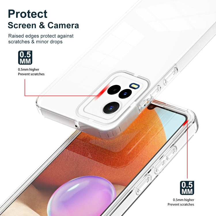 For vivo Y21 / Y33S / Y21S / T1X 4G 3 in 1 Clear TPU Color PC Frame Phone Case