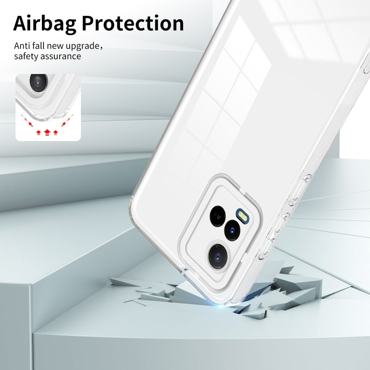 For vivo Y21 / Y33S / Y21S / T1X 4G 3 in 1 Clear TPU Color PC Frame Phone Case