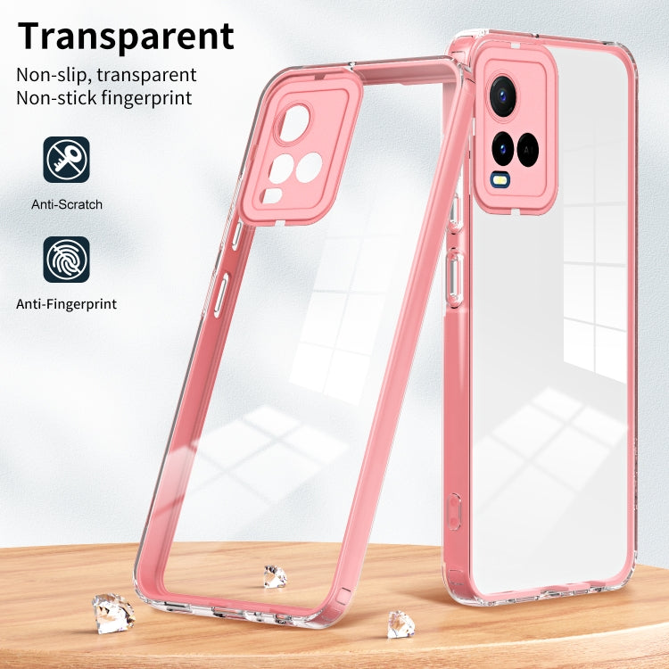 For vivo Y21 / Y33S / Y21S / T1X 4G 3 in 1 Clear TPU Color PC Frame Phone Case