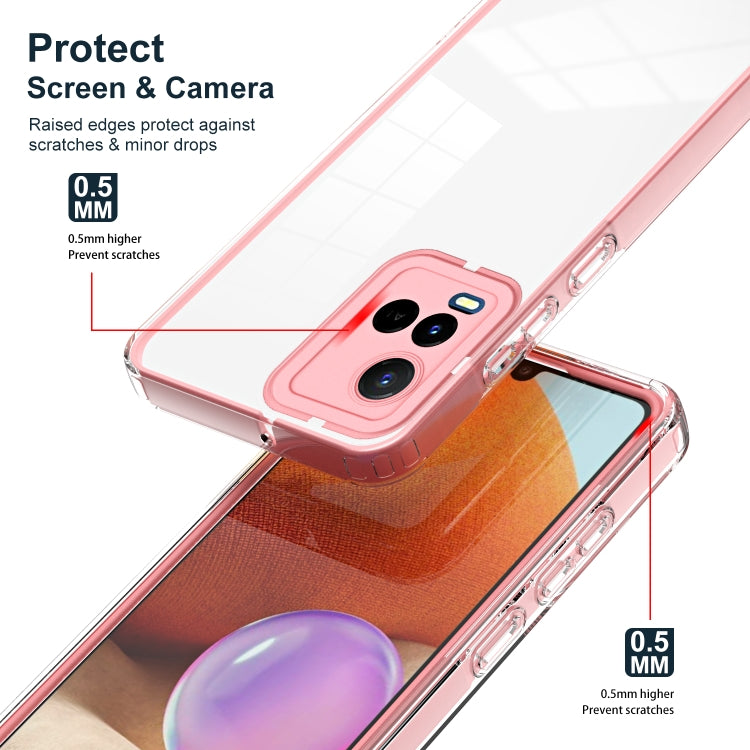 For vivo Y21 / Y33S / Y21S / T1X 4G 3 in 1 Clear TPU Color PC Frame Phone Case