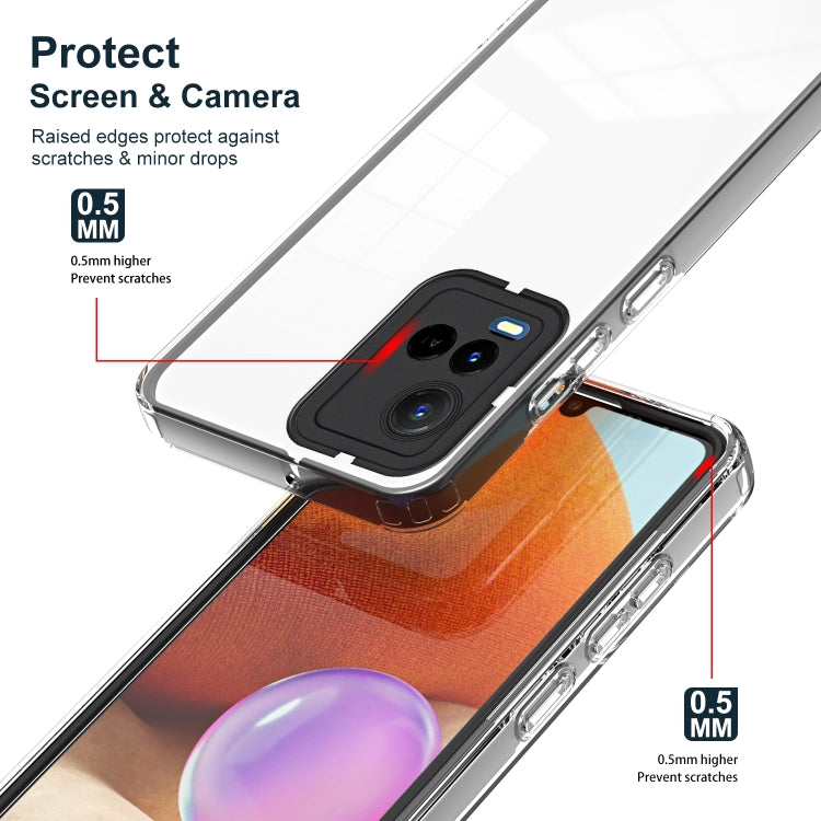 For vivo Y21 / Y33S / Y21S / T1X 4G 3 in 1 Clear TPU Color PC Frame Phone Case