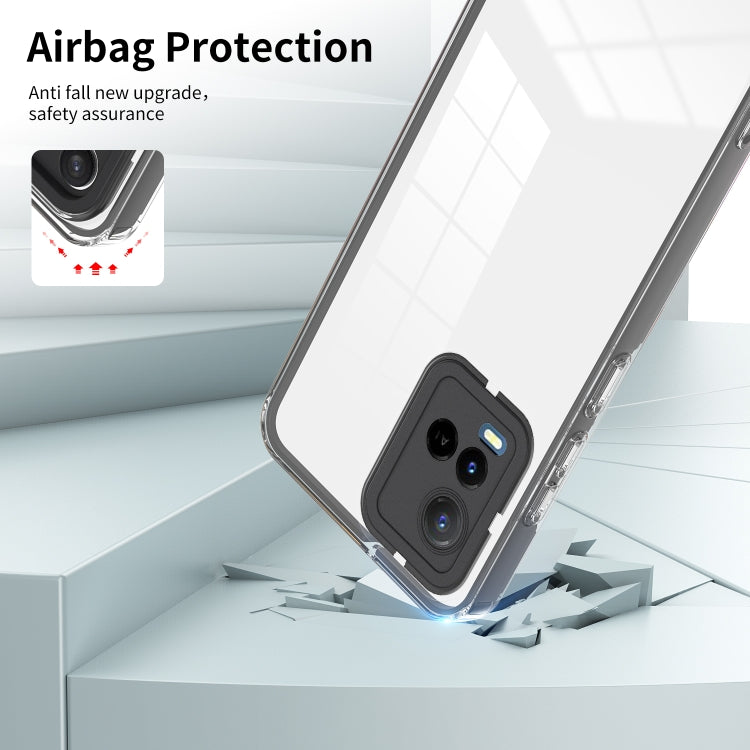 For vivo Y21 / Y33S / Y21S / T1X 4G 3 in 1 Clear TPU Color PC Frame Phone Case