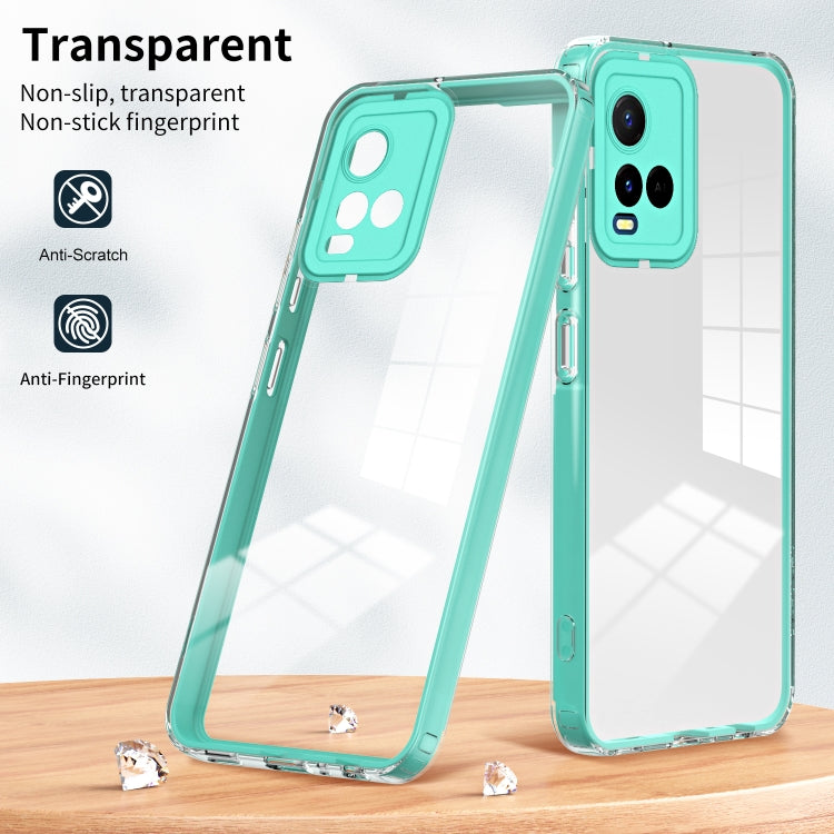 For vivo Y21 / Y33S / Y21S / T1X 4G 3 in 1 Clear TPU Color PC Frame Phone Case