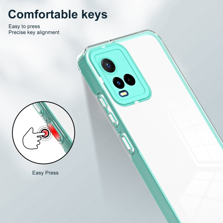 For vivo Y21 / Y33S / Y21S / T1X 4G 3 in 1 Clear TPU Color PC Frame Phone Case