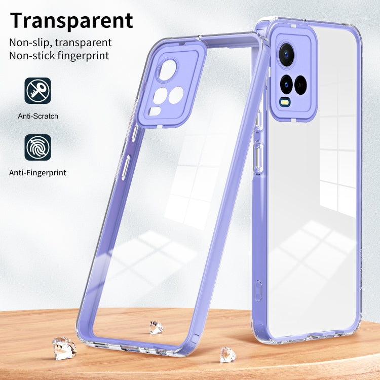 For vivo Y21 / Y33S / Y21S / T1X 4G 3 in 1 Clear TPU Color PC Frame Phone Case