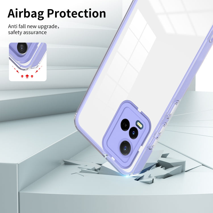 For vivo Y21 / Y33S / Y21S / T1X 4G 3 in 1 Clear TPU Color PC Frame Phone Case