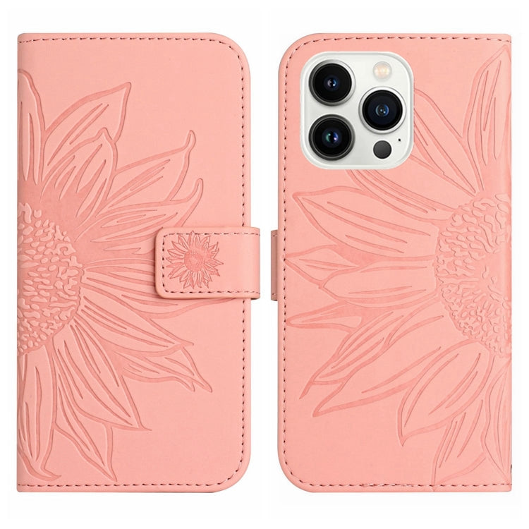 For iPhone 13 Pro Max Skin Feel Sun Flower Pattern Flip Leather Phone Case with Lanyard