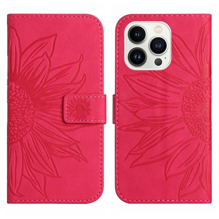 For iPhone 13 Pro Max Skin Feel Sun Flower Pattern Flip Leather Phone Case with Lanyard