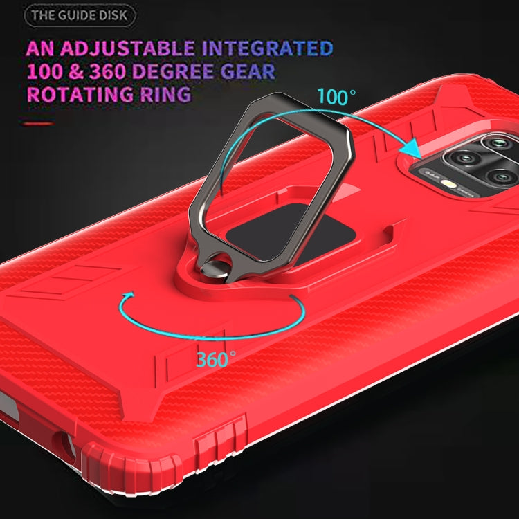 For Xiaomi Redmi Note 9S Carbon Fiber Protective Case with 360 Degree Rotating Ring Holder