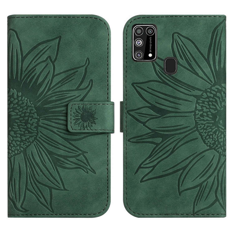For Samsung Galaxy M31/M21S Skin Feel Sun Flower Pattern Flip Leather Phone Case with Lanyard