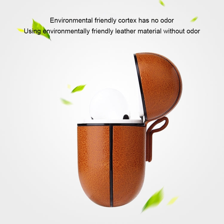 For AirPods Pro Anti-fall Crazy Horse Texture PU Leather Protective Case with Carabiner