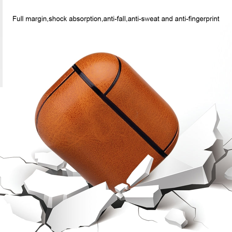 For AirPods Pro Anti-fall Crazy Horse Texture PU Leather Protective Case with Carabiner