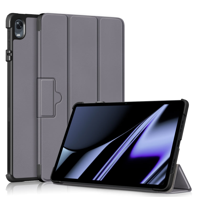 For OPPO Pad 11 inch 3-folding Magnetic Buckle Custer Texture Leather Tablet Case