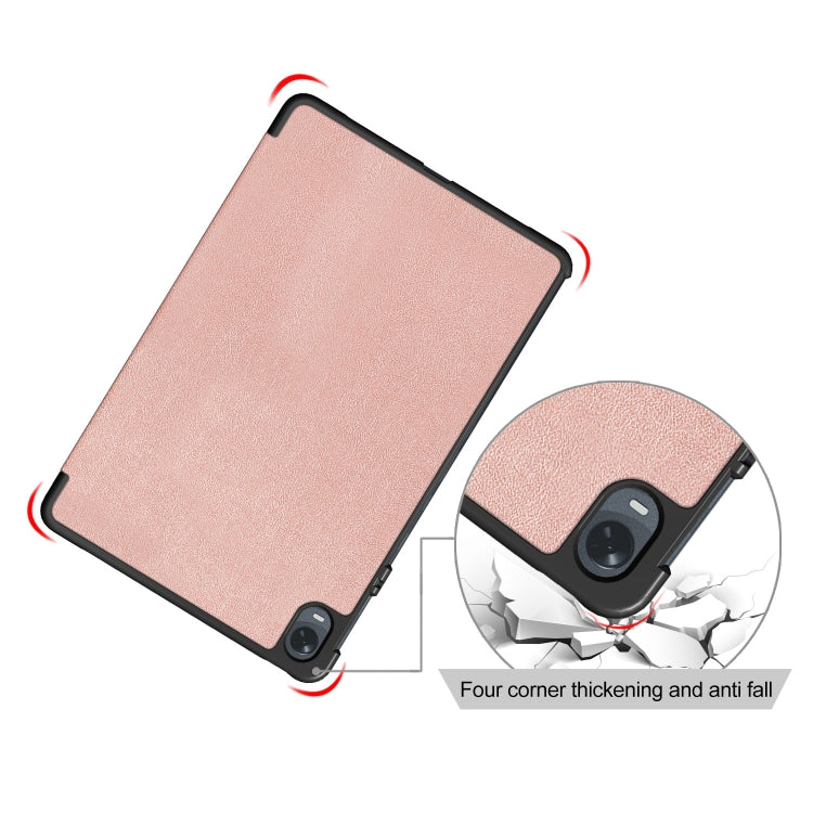For OPPO Pad 11 inch 3-folding Magnetic Buckle Custer Texture Leather Tablet Case