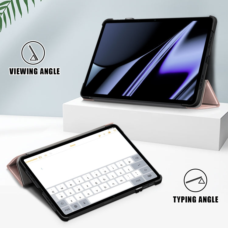 For OPPO Pad 11 inch 3-folding Magnetic Buckle Custer Texture Leather Tablet Case