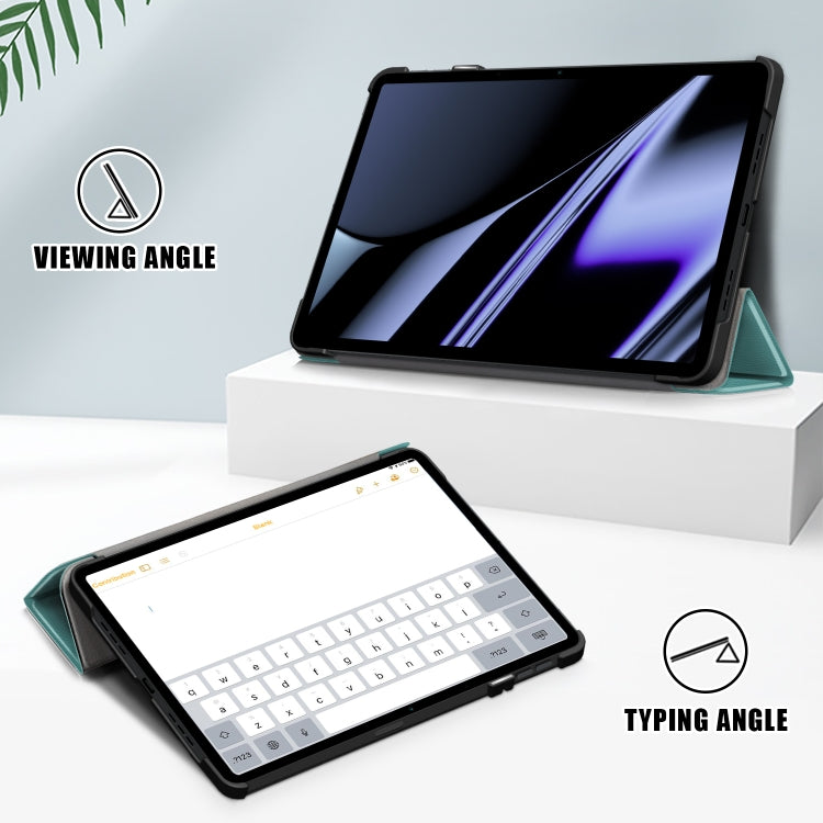 For OPPO Pad 11 inch 3-folding Magnetic Buckle Custer Texture Leather Tablet Case