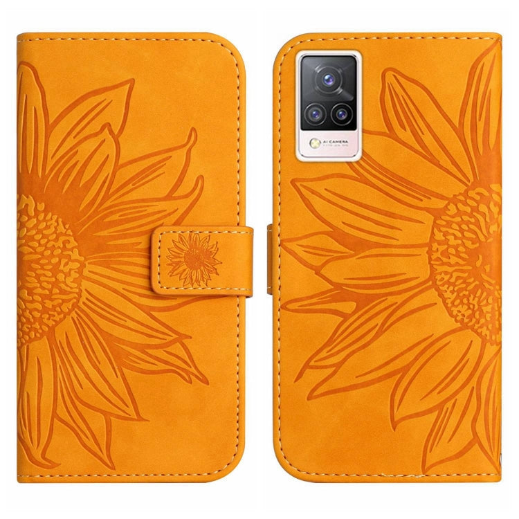 For vivo S9 Skin Feel Sun Flower Pattern Flip Leather Phone Case with Lanyard