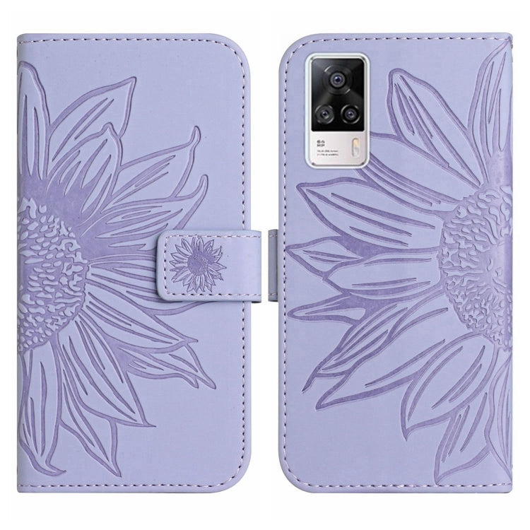 For vivo S9E Skin Feel Sun Flower Pattern Flip Leather Phone Case with Lanyard