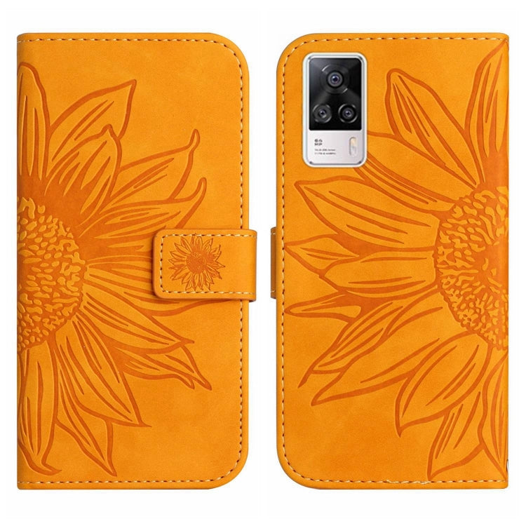 For vivo S9E Skin Feel Sun Flower Pattern Flip Leather Phone Case with Lanyard