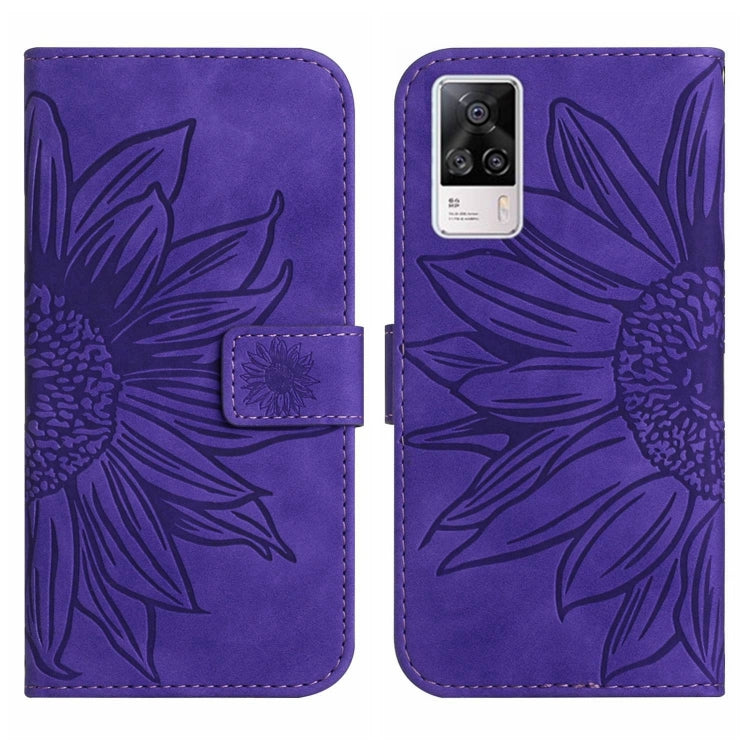 For vivo S9E Skin Feel Sun Flower Pattern Flip Leather Phone Case with Lanyard