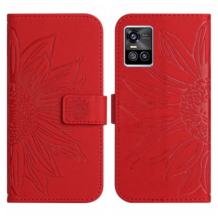 For vivo S10/S10 Pro Skin Feel Sun Flower Pattern Flip Leather Phone Case with Lanyard