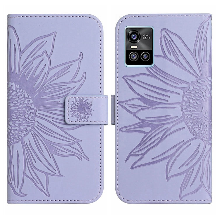 For vivo S10/S10 Pro Skin Feel Sun Flower Pattern Flip Leather Phone Case with Lanyard