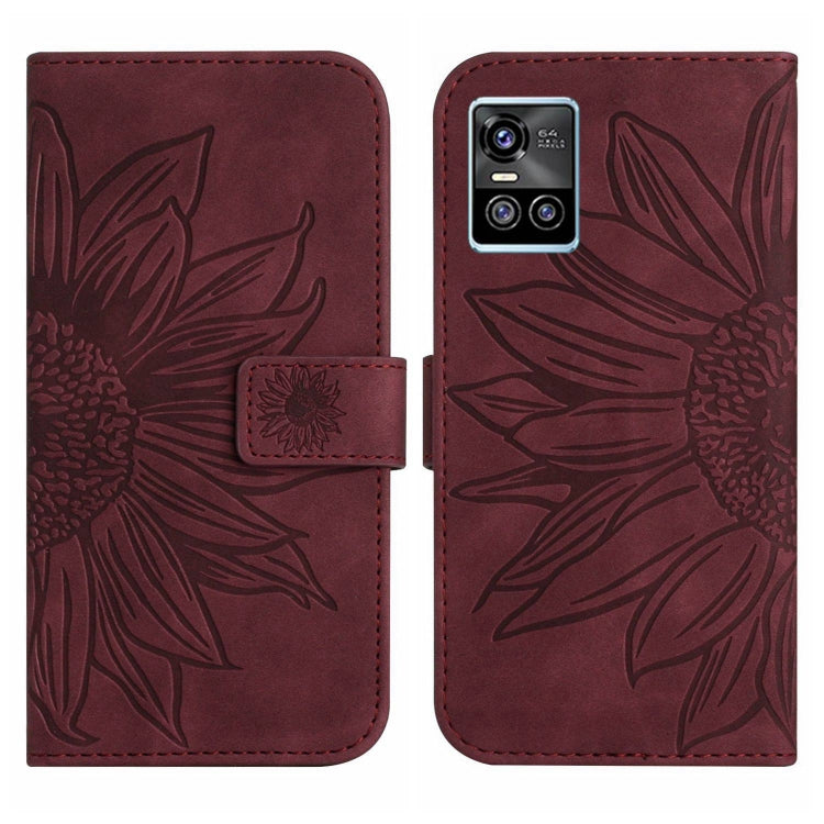 For vivo S10/S10 Pro Skin Feel Sun Flower Pattern Flip Leather Phone Case with Lanyard