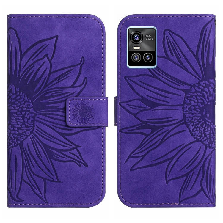 For vivo S10/S10 Pro Skin Feel Sun Flower Pattern Flip Leather Phone Case with Lanyard