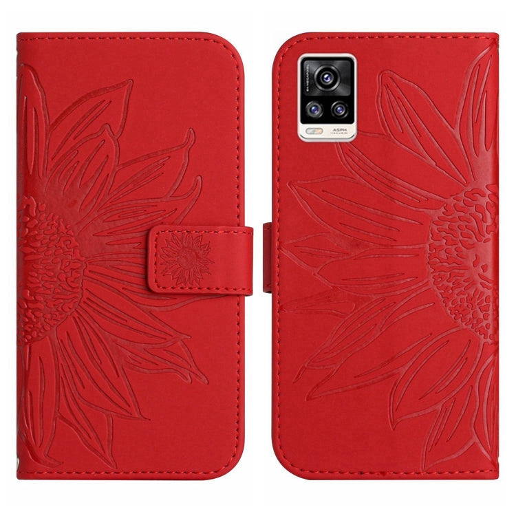 For vivo S7 5G/V20 Pro/S7t 5G Skin Feel Sun Flower Pattern Flip Leather Phone Case with Lanyard