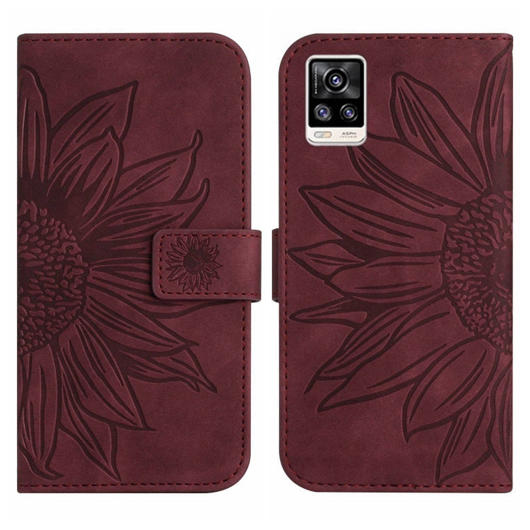 For vivo S7 5G/V20 Pro/S7t 5G Skin Feel Sun Flower Pattern Flip Leather Phone Case with Lanyard