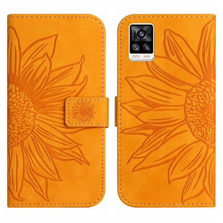 For vivo S7 5G/V20 Pro/S7t 5G Skin Feel Sun Flower Pattern Flip Leather Phone Case with Lanyard