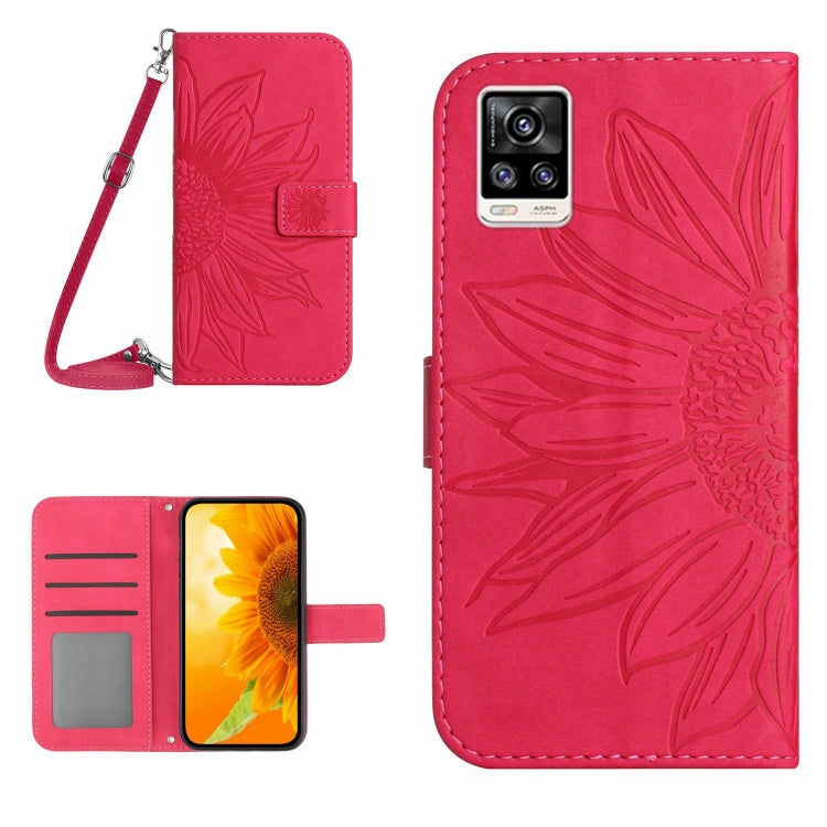 For vivo S7 5G/V20 Pro/S7t 5G Skin Feel Sun Flower Pattern Flip Leather Phone Case with Lanyard