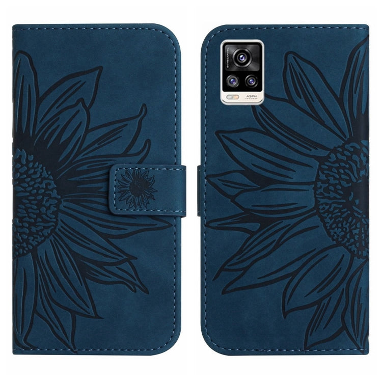 For vivo S7 5G/V20 Pro/S7t 5G Skin Feel Sun Flower Pattern Flip Leather Phone Case with Lanyard