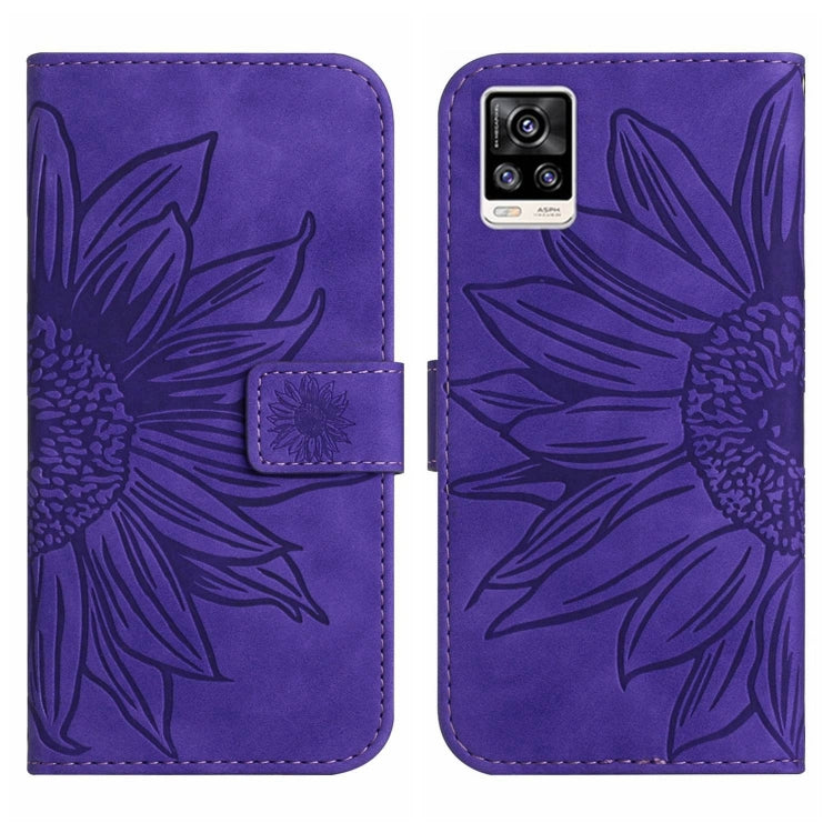 For vivo S7 5G/V20 Pro/S7t 5G Skin Feel Sun Flower Pattern Flip Leather Phone Case with Lanyard