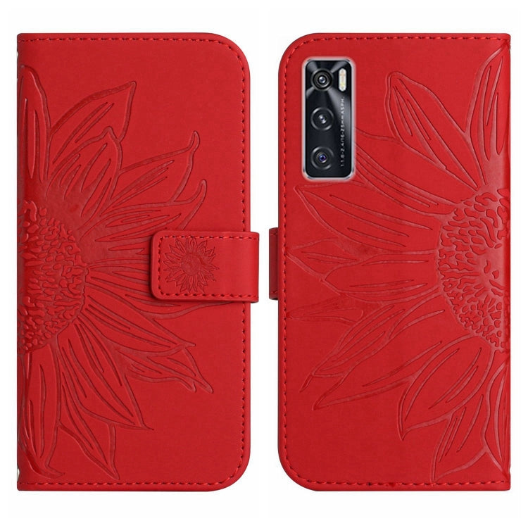For vivo V20 SE/Y70 Skin Feel Sun Flower Pattern Flip Leather Phone Case with Lanyard