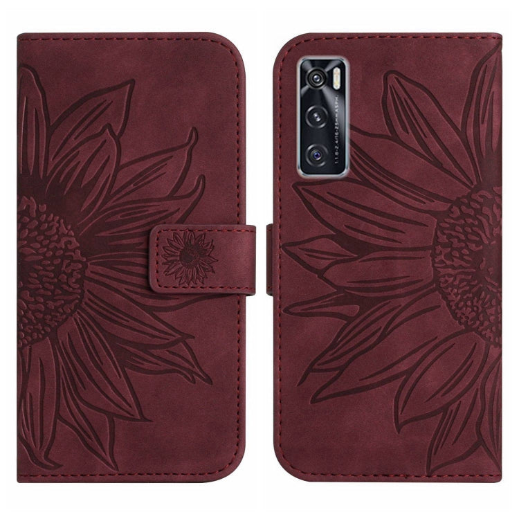 For vivo V20 SE/Y70 Skin Feel Sun Flower Pattern Flip Leather Phone Case with Lanyard