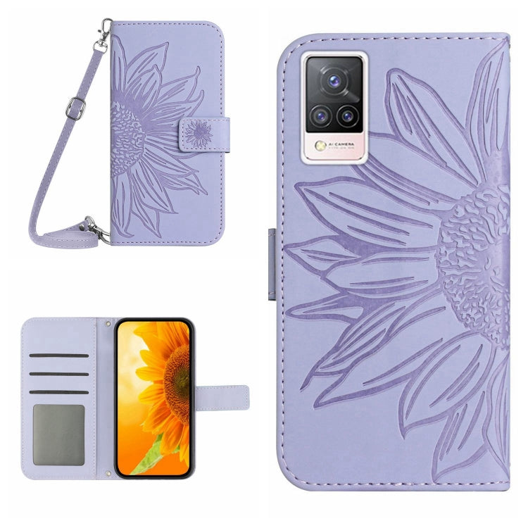 For vivo V21 4G/V21 5G Skin Feel Sun Flower Pattern Flip Leather Phone Case with Lanyard