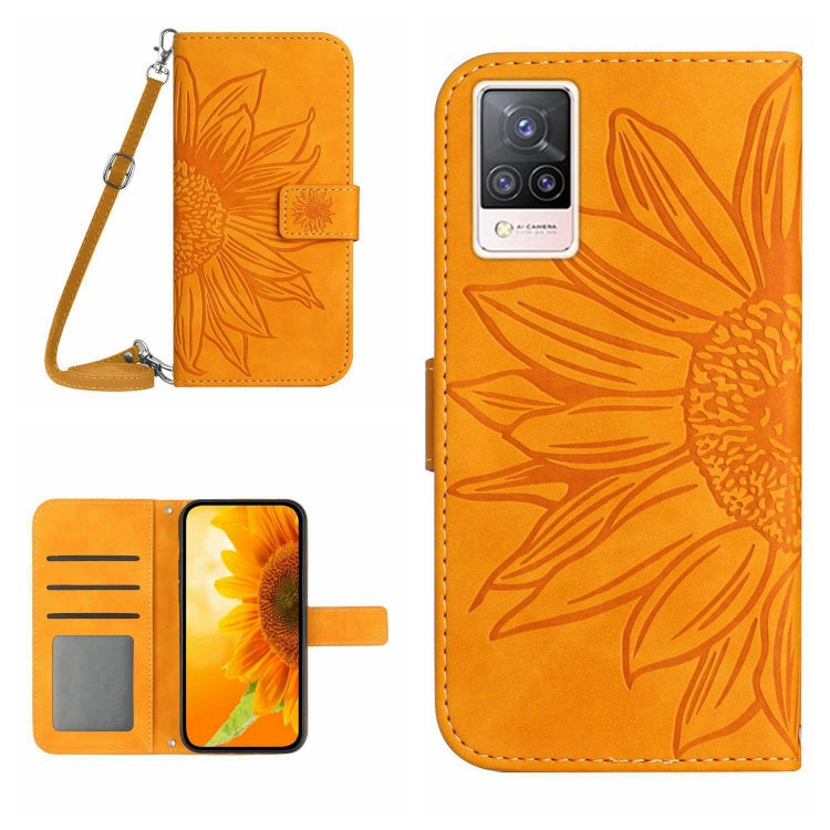 For vivo V21 4G/V21 5G Skin Feel Sun Flower Pattern Flip Leather Phone Case with Lanyard