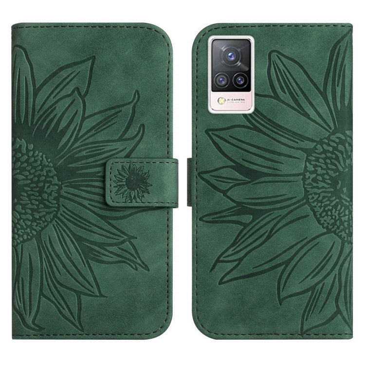 For vivo V21 4G/V21 5G Skin Feel Sun Flower Pattern Flip Leather Phone Case with Lanyard
