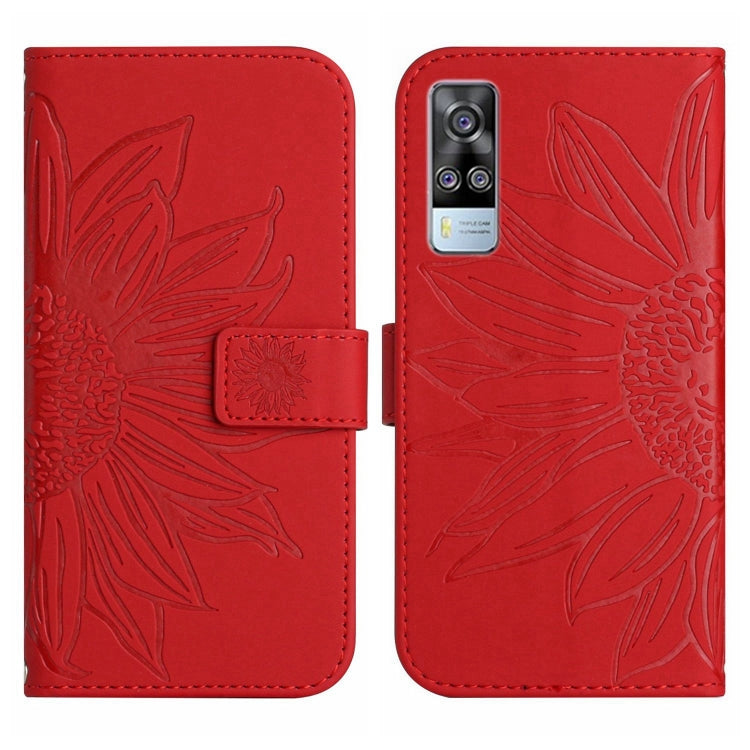 For vivo Y51 2020 India Edition/Y31 Skin Feel Sun Flower Pattern Flip Leather Phone Case with Lanyard