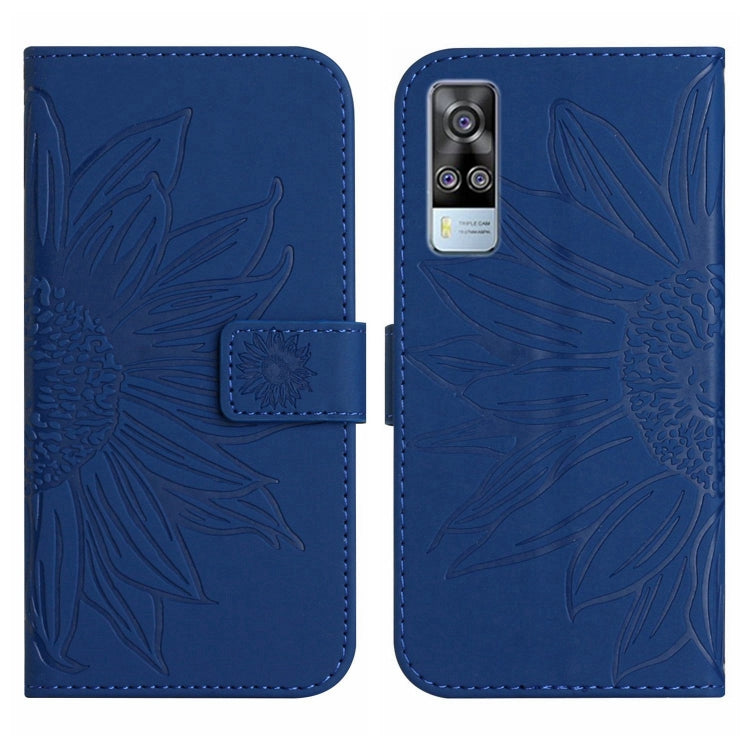 For vivo Y51 2020 India Edition/Y31 Skin Feel Sun Flower Pattern Flip Leather Phone Case with Lanyard