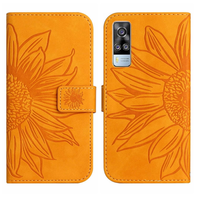 For vivo Y51 2020 India Edition/Y31 Skin Feel Sun Flower Pattern Flip Leather Phone Case with Lanyard