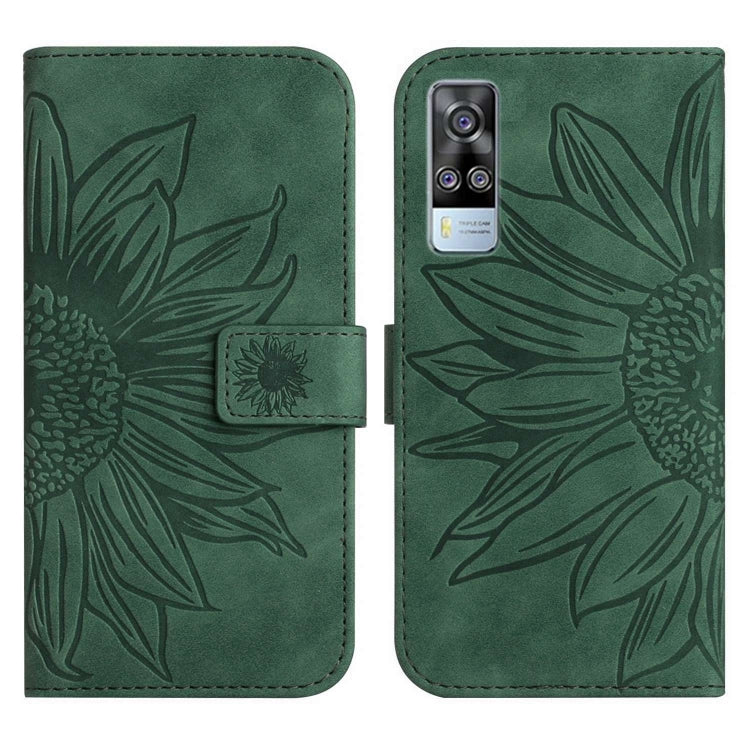 For vivo Y51 2020 India Edition/Y31 Skin Feel Sun Flower Pattern Flip Leather Phone Case with Lanyard