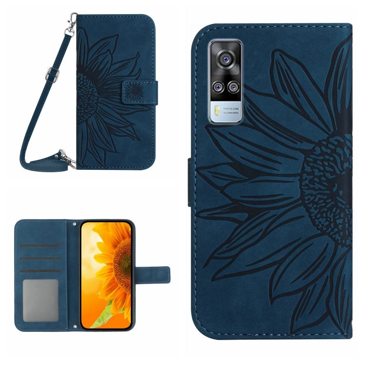 For vivo Y51 2020 India Edition/Y31 Skin Feel Sun Flower Pattern Flip Leather Phone Case with Lanyard