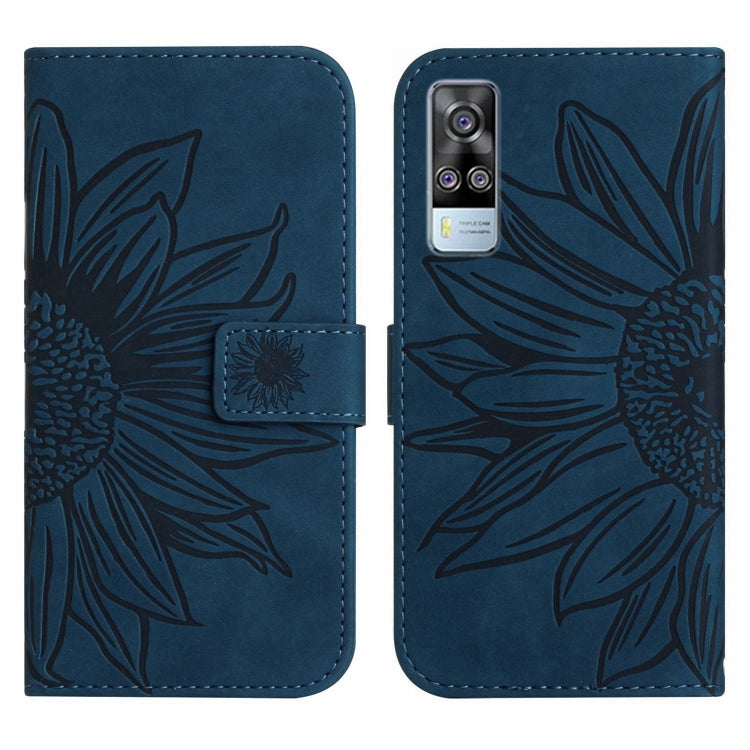 For vivo Y51 2020 India Edition/Y31 Skin Feel Sun Flower Pattern Flip Leather Phone Case with Lanyard